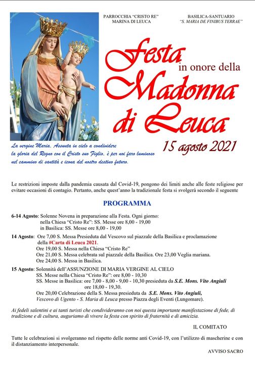 Al momento stai visualizzando Ferragosto 2021 programma religioso